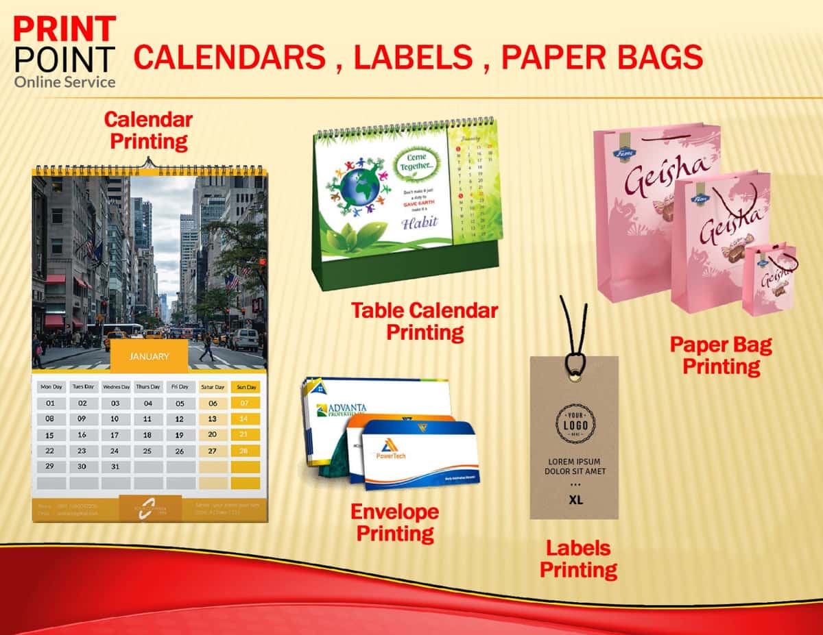 Calendars, Labels, Paper Bags & Envelopes
